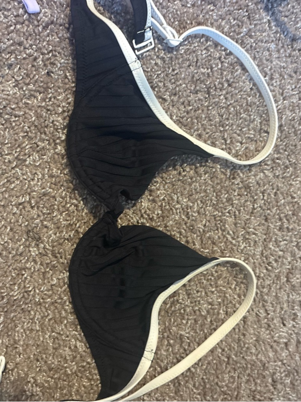 aerie Black Bikini Top with White Trim